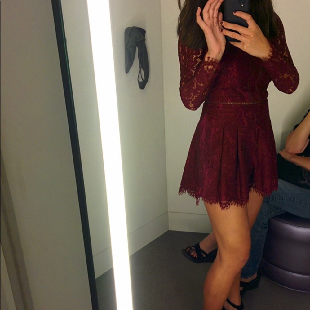 BURGUNDY MUSTARD SEED LACE ROMPER